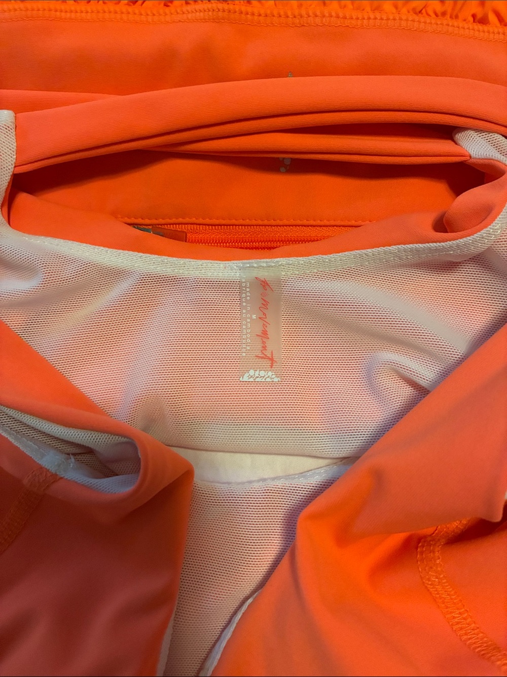 FP Movement by Free People Neon Orange Crossback Romper - Picture 3 of 4